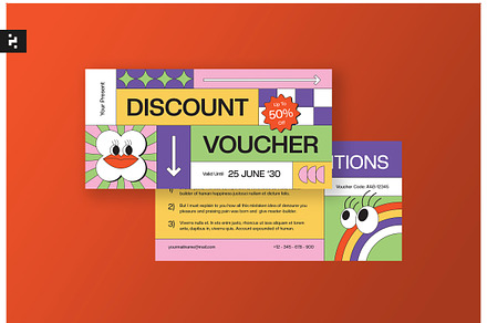 Retro Groovy Discount Voucher, a Card Template by Neermana