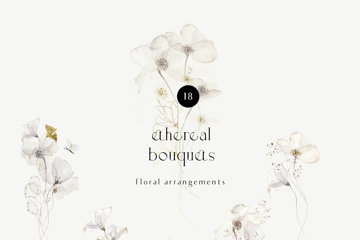 ETHEREAL floral & delicate gold set, an Illustration by Grace Noboa Illustrations (Photo 4 of 10)