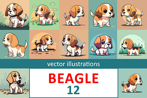 Cute cartoon beagle dog