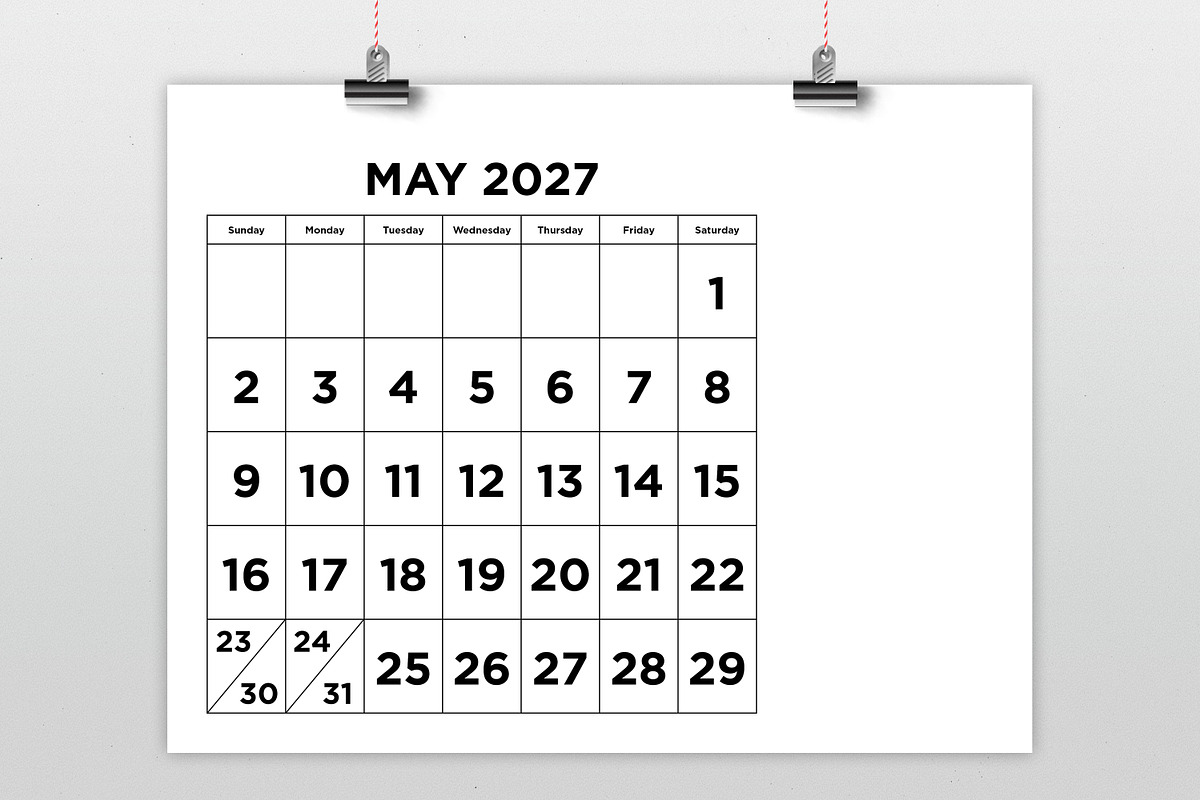 2027 Large Number 8.5x11 Calendar, a Stationery Template by Running With Foxes (Photo 2 of 5)