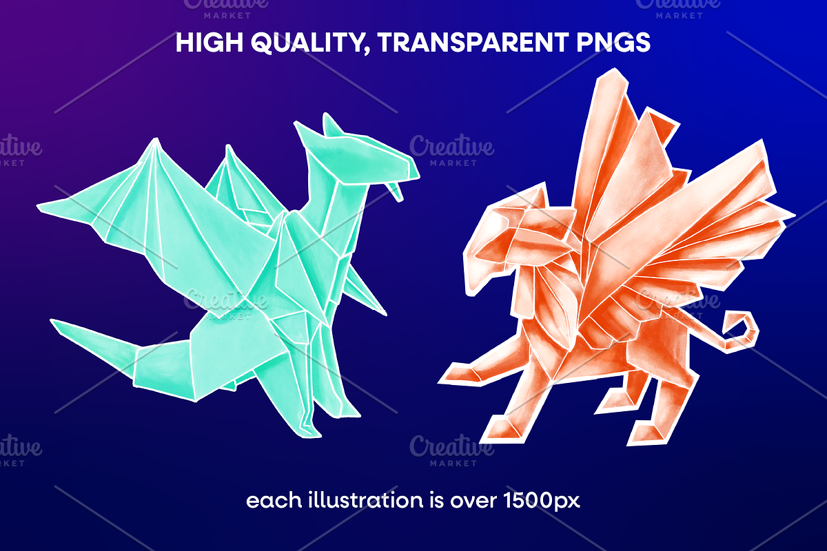 12 Handmade Origami Animals Clip Art, an Animal Illustration by Onyx Templates (Photo 2 of 3)