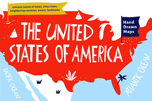 USA. Hand Drawn Maps With Names