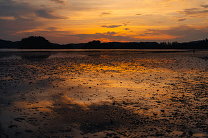 Calm beach and sky at dusk, a Nature Photo by Art Rachen