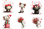 watercolor cute valentines kittens c, an Illustration by CreationArt (Thumbnail 6 of 6)