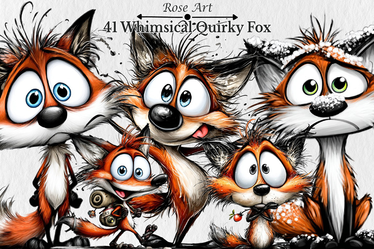 Whimsical Quirky Fox Clipart, a Seasonal Illustration by Rose Art (Photo 1 of 7)