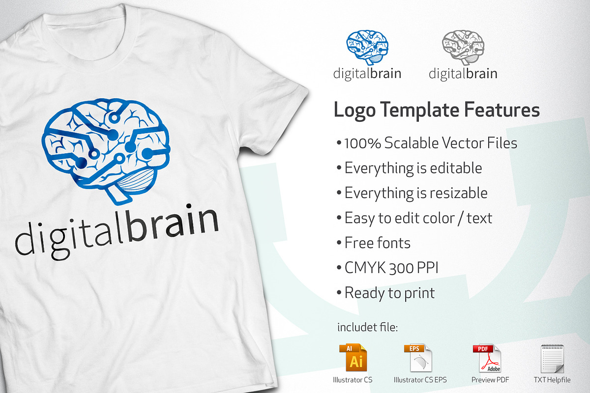 digital brain logo, a Branding & Logo Template by vectorlogos89 (Photo 2 of 2)