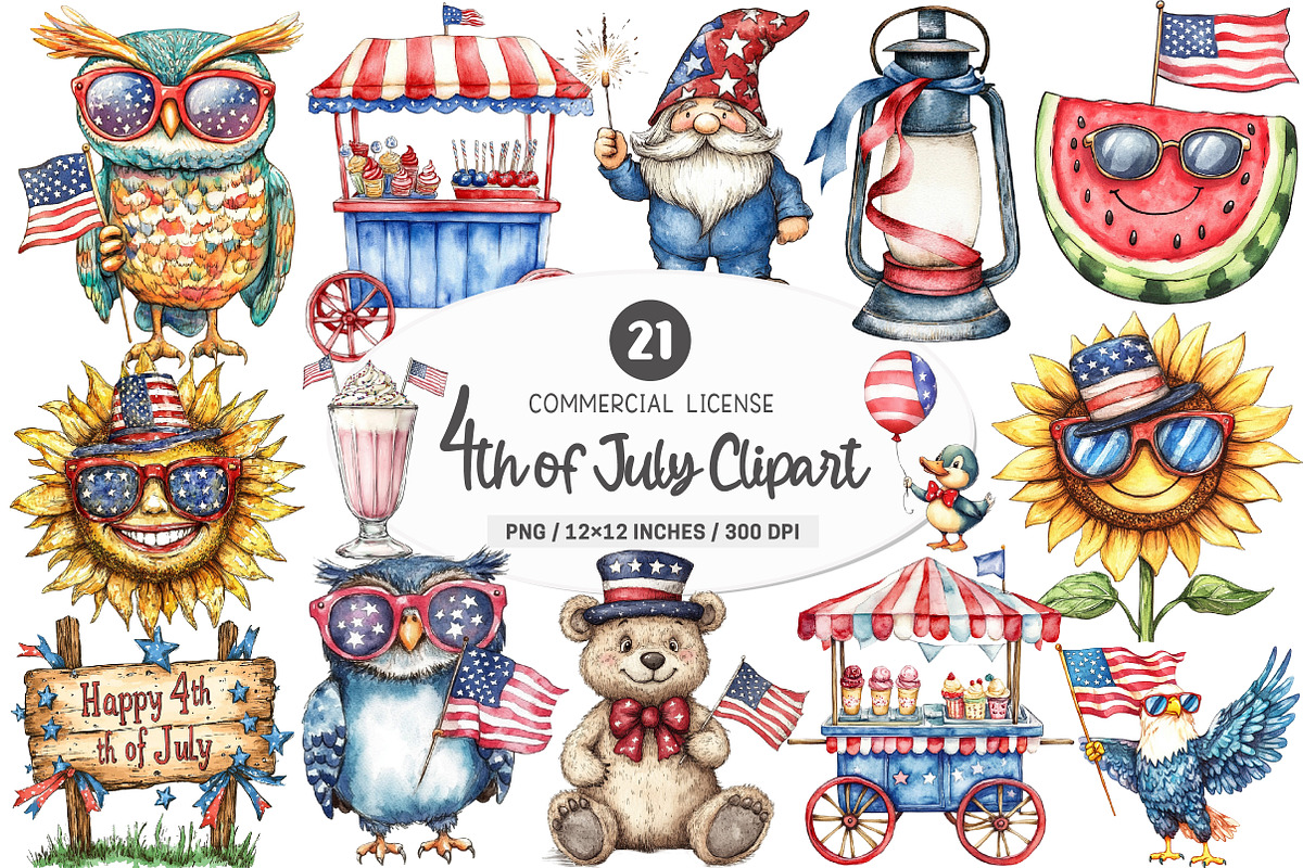 4th of July Sublimation Clipart, an Illustration by SinaCreation (Photo 1 of 4)