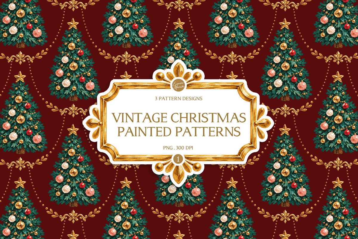 Vintage Christmas Painted Patterns 1, a Pattern Graphic by Euonia Meraki (Photo 1 of 8)