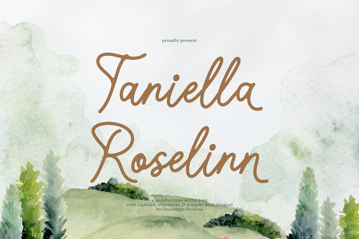 Taniella Roselinn Handwritten Script, a Script Font by gracetype_studio (Photo 1 of 12)
