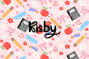 Pastel School Supplies Seamless File, a Pattern Graphic by KisbyArt (Thumbnail 1 of 3)