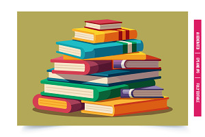 Large Stack of Books, an Illustration by Tanuart