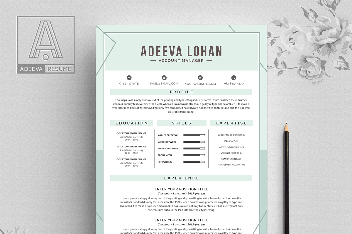 Creative Resume Template Lohan, a Resume Template by AdeevaResume (Photo 2 of 4)