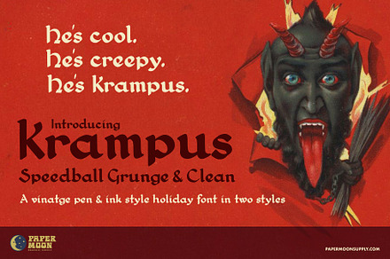 Krampus Speedball Vintage Font, a Script Font by Paper Moon Graphic Supply