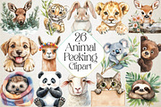 Animal Peeking Around Corner Clipart, an Illustration by DreamPrint404 (Thumbnail 1 of 5)