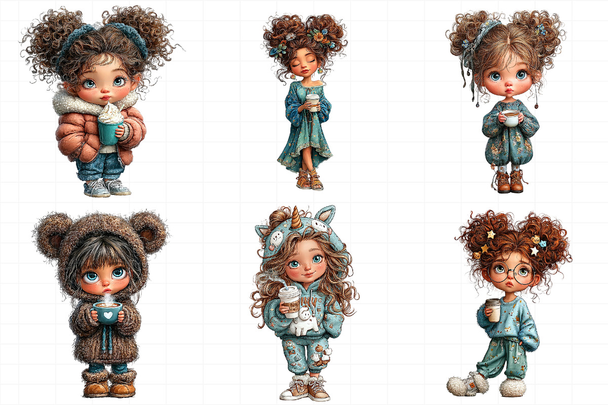 Whimsica Watercolor Coffee Girl Clip, a Person Illustration by Daily.Designs (Photo 4 of 5)