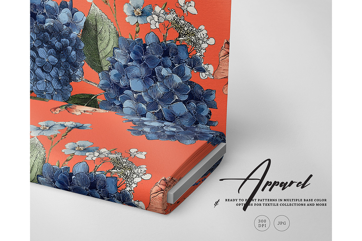 Moody hydrangea botanical pattern, a Pattern Graphic by Milatoo (Photo 3 of 8)