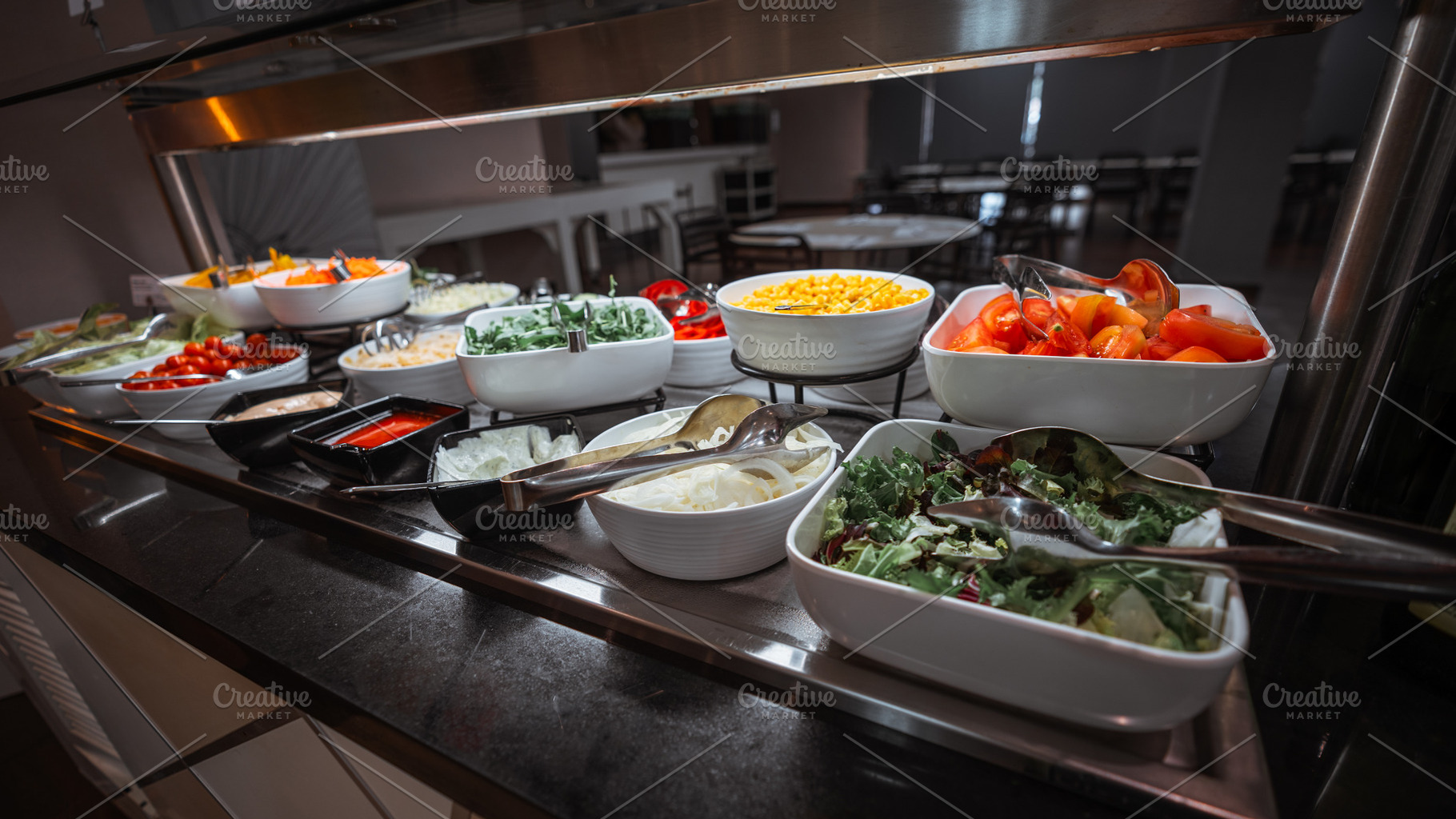 Fresh salad buffet bar, vegetables, a Food & Drink Photo by SkyNext