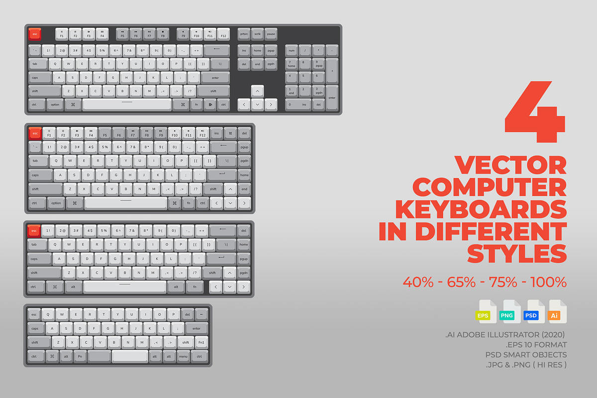 Modern Mechanical Keyboard, an Object Graphic by bnrcreativelab (Photo 1 of 5)
