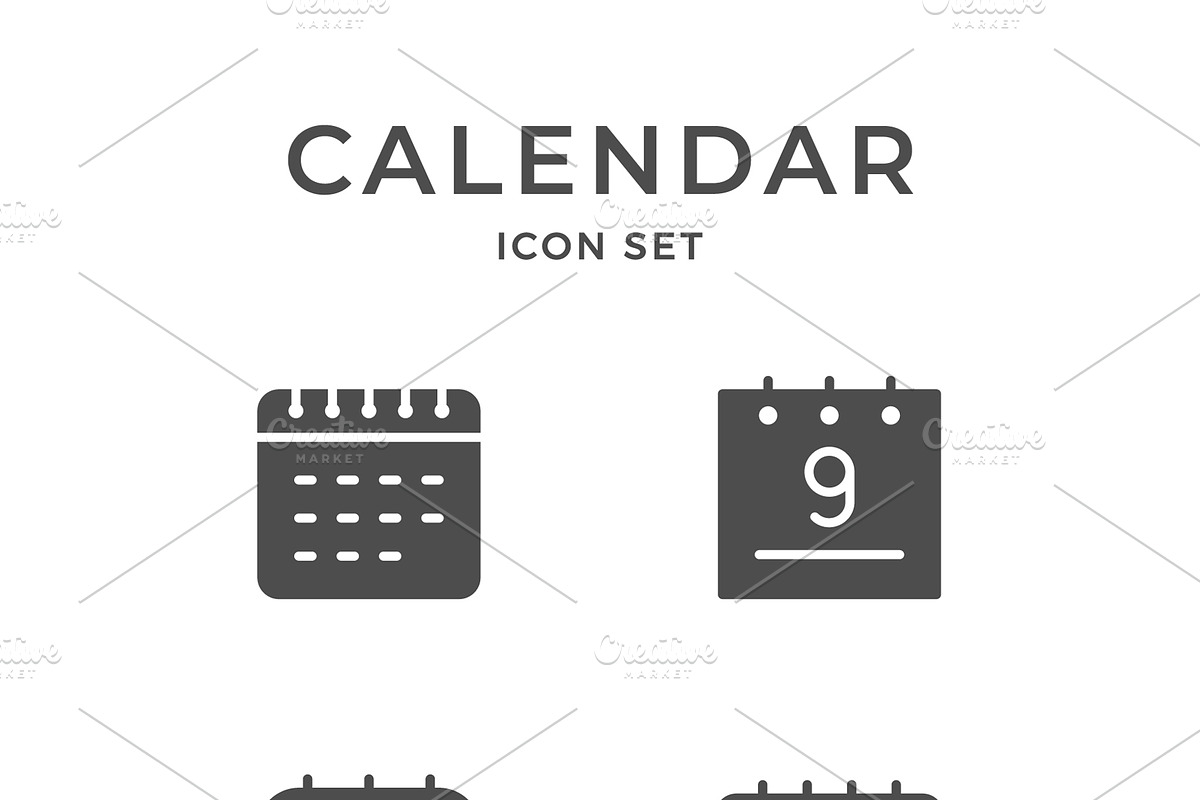 Set icons of calendar, a Solid Icon by motorama (Photo 1 of 2)