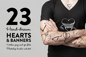 Hand-drawn Hearts & Banners