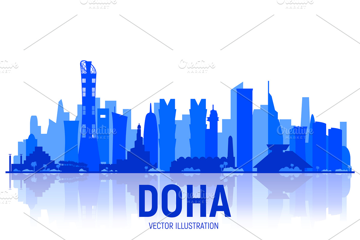 Doha ( QATAR ) skyline. Vector, a Work Illustration by Sky and glass (Photo 4 of 4)