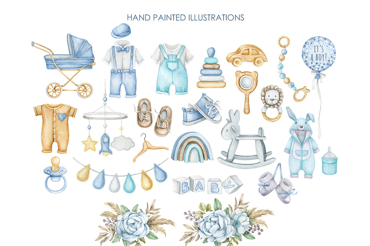 Watercolor boho nursery clipart, an Illustration by AquarelleSpace (Photo 2 of 4)