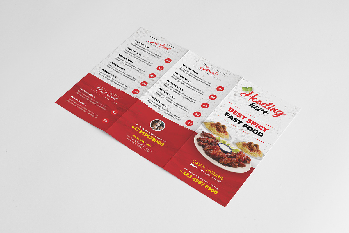 Restaurant Menu Trifold Brochure, a Brochure Template by GreenPixi (Photo 2 of 4)