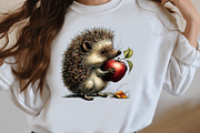 Cute Hedgehog with Apples PNG, a Seasonal Illustration by Designworld (Thumbnail 8 of 9)