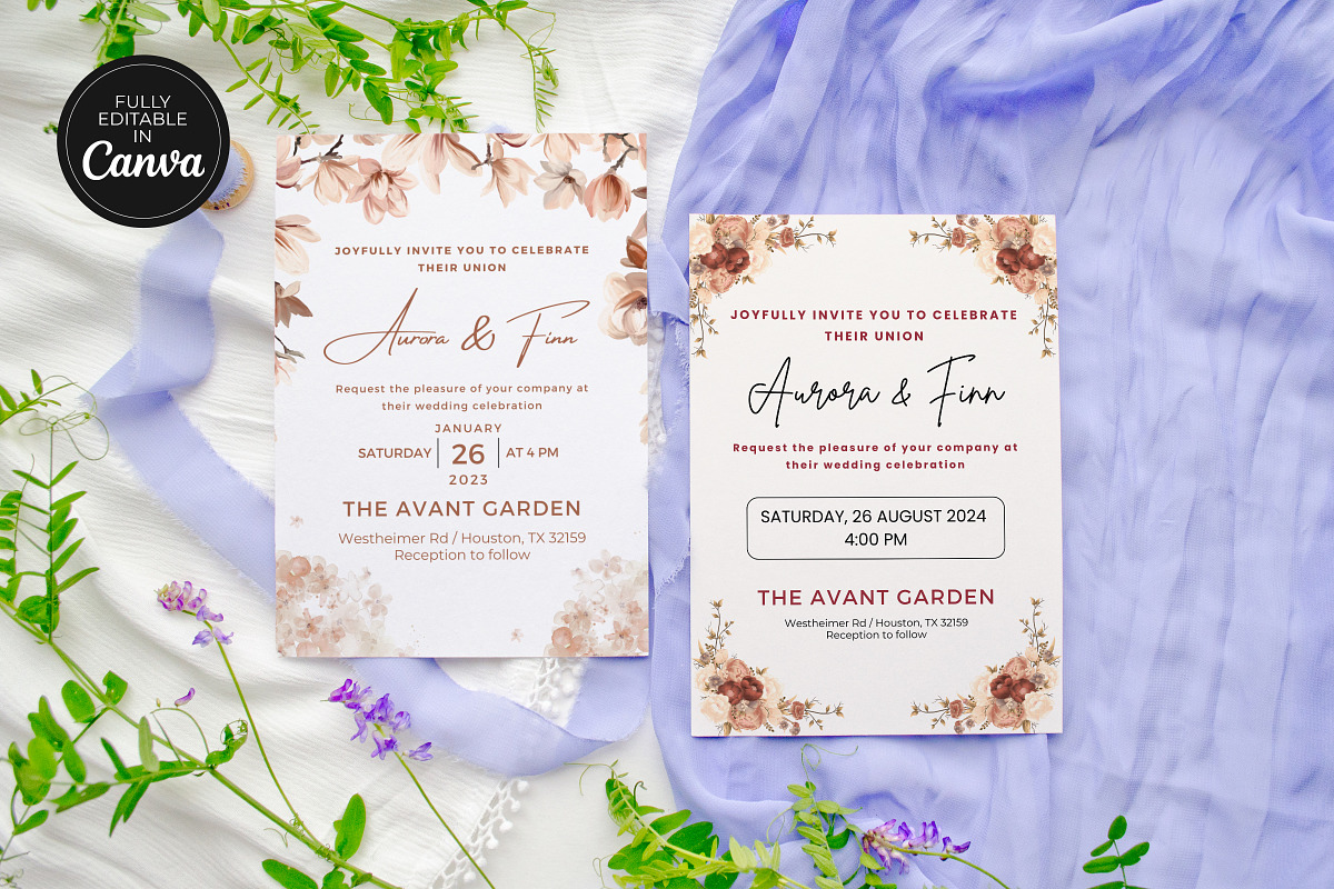 Boho Wedding Invitation Canva Temp, an Invitation Template by Snapybiz (Photo 4 of 10)