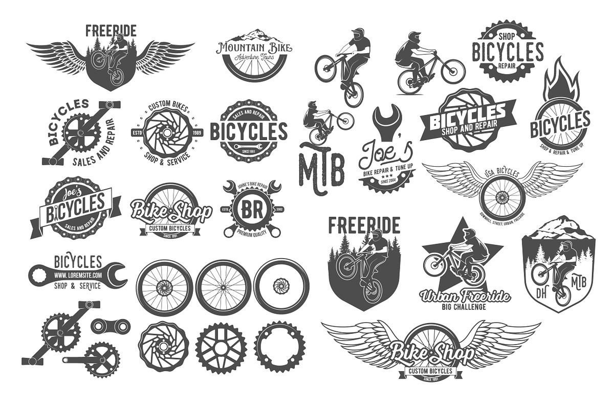 Cool custom bike shop signage designs and logos – vibrant, adventurous styles for the bicycle industry