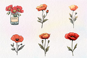 Summer Poppy Flowers Clipart, an Illustration by CreationArt (Thumbnail 2 of 9)