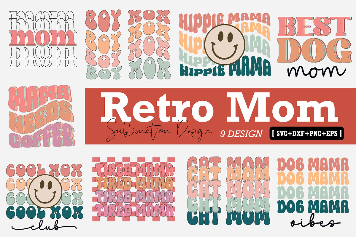 Retro Mom Sublimation Design, a Work Illustration by CreationArt (Photo 1 of 13)