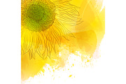 Watercolor sunflower background., an Illustration by Svetlana Avv (Thumbnail 1 of 2)