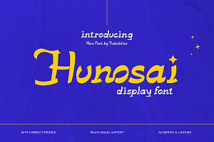 Hunosai - Display Font, a Sans Serif Font by twinstd