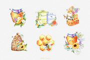 Honey Bee and Wild Flowers clipart, an Illustration by GevelStudio (Thumbnail 9 of 12)