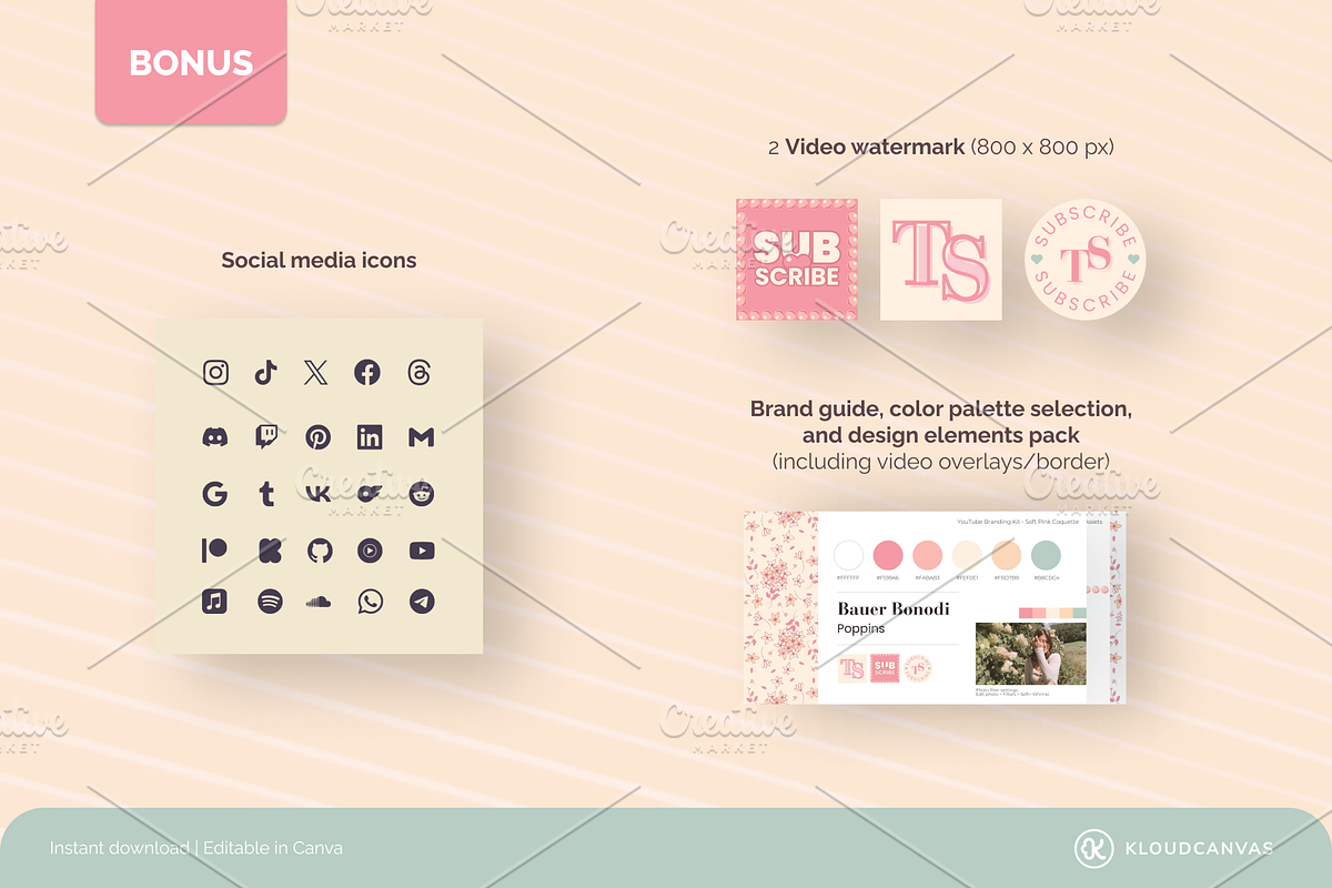 YouTube Branding Kit - Pink Coquette, a Social Media Template by KloudCanvas (Photo 6 of 8)
