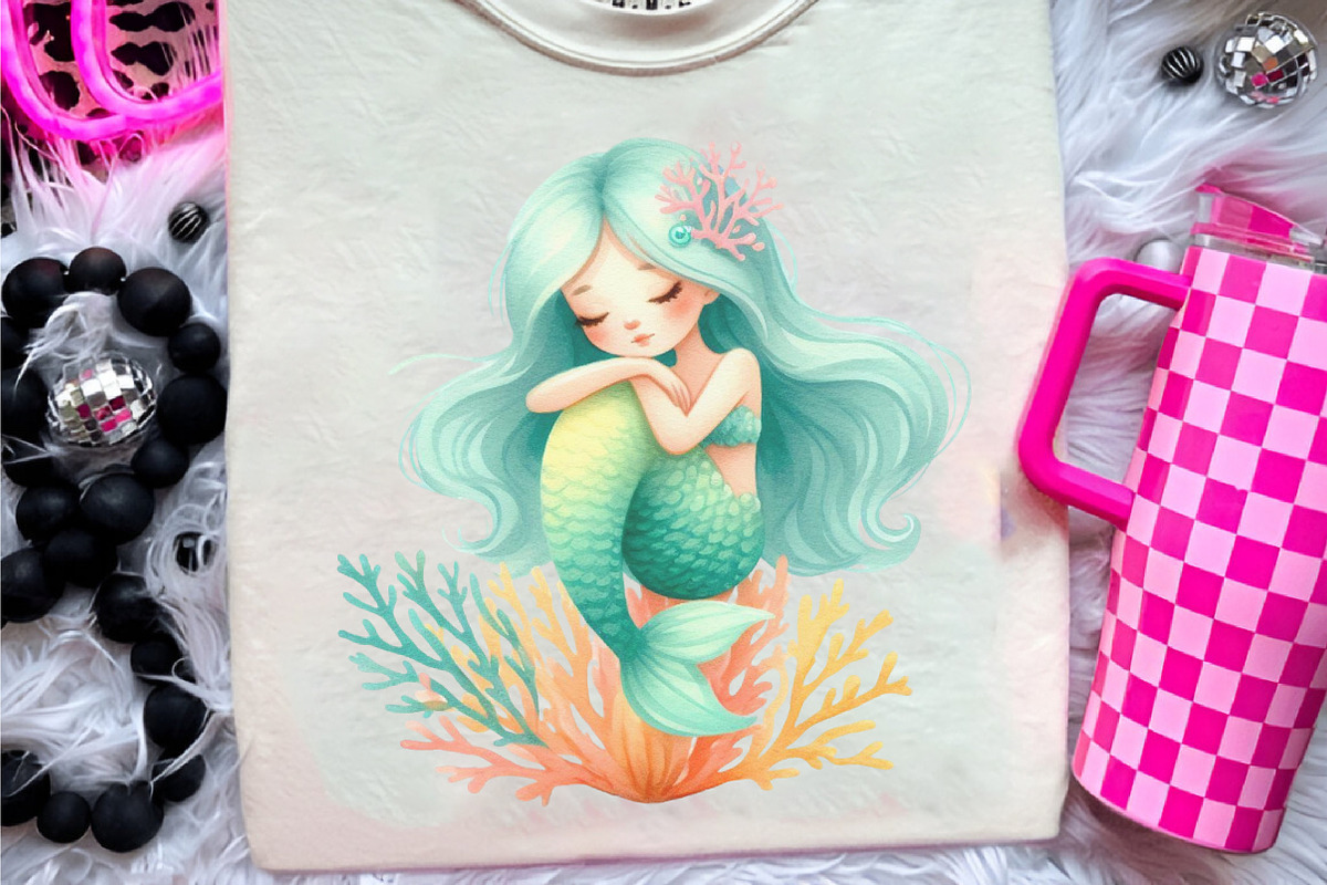 Summer Mermaid Watercolor Clipart, an Illustration by CreationArt (Photo 5 of 9)