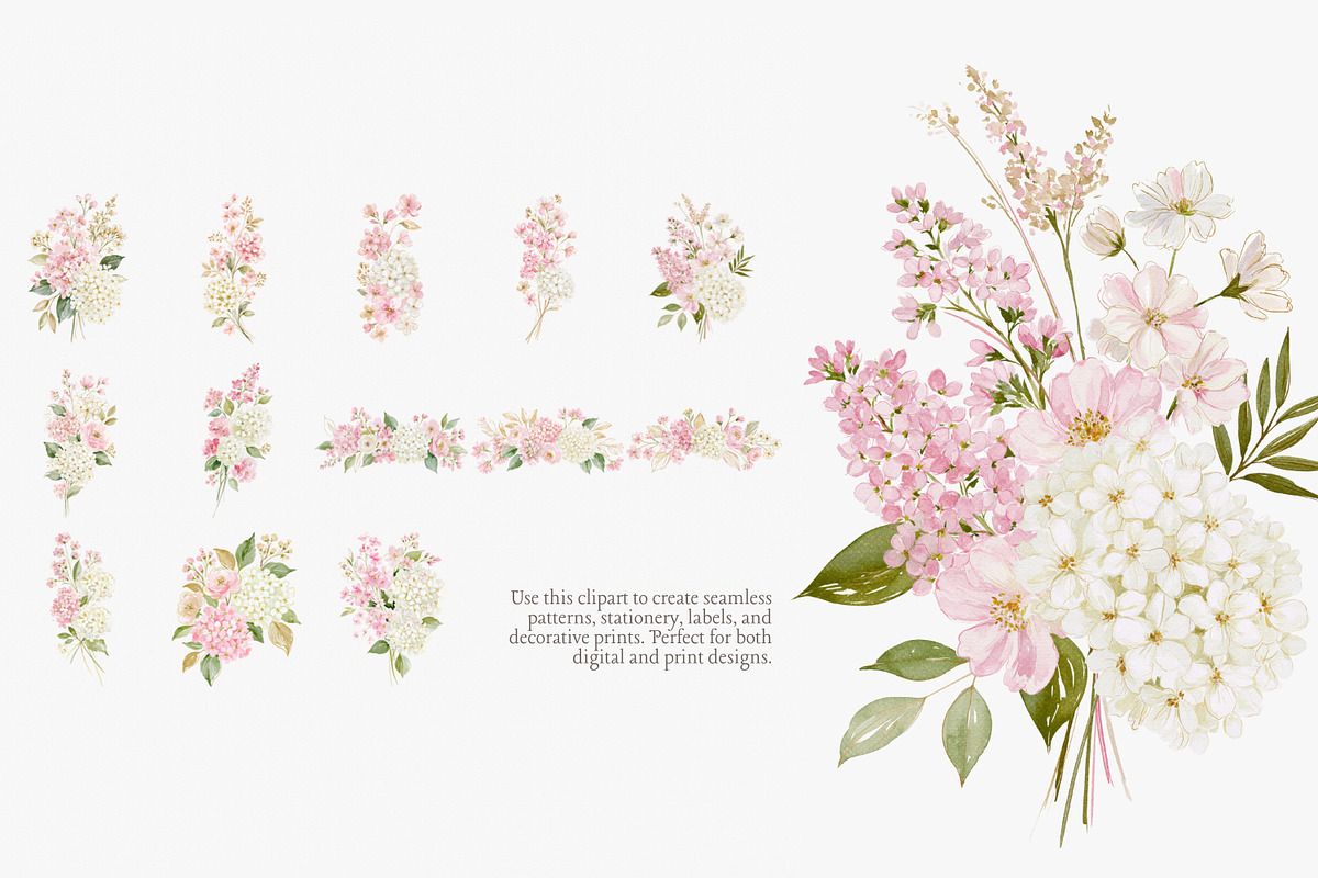 blush hydrangea clipart collection, a Decorative Illustration by Patishop Art (Photo 6 of 9)