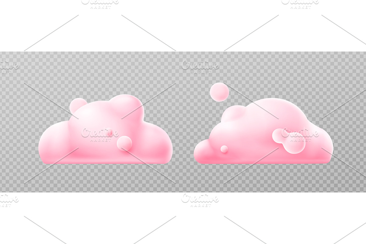 3d render pink clouds, fluffy, an Environmental 3D Model by art PVP - market