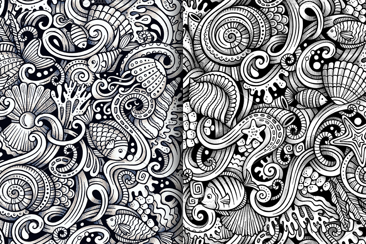 Underwater Graphics Patterns, a Decorative Illustration by BALABOLKA (Photo 4 of 6)