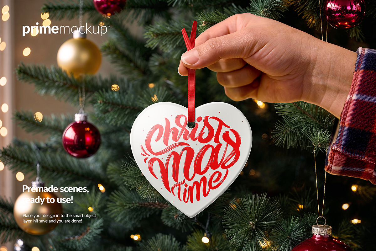 Christmas Ceramic Ornament Mockup, a Product Mockup by PrimeMockup (Photo 3 of 11)