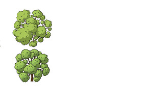 Green tree illustrations in a flat s, an Illustration by designvectx