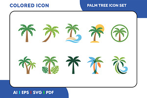 Tropical Palm Tree Icon Pack, a Duotone Icon by Fontmine Studio