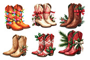 Christmas Cowboy Boots Clipart, an Illustration by Designworld (Thumbnail 4 of 6)
