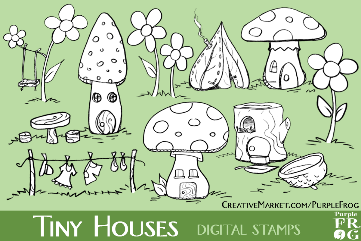 TINY HOUSES - Digital Stamps, an Icon by Purple Frog (Photo 1 of 2)