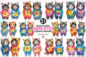 Watercolor Hoodie Kitten Clipart PNG, an Illustration by Canvas Craft