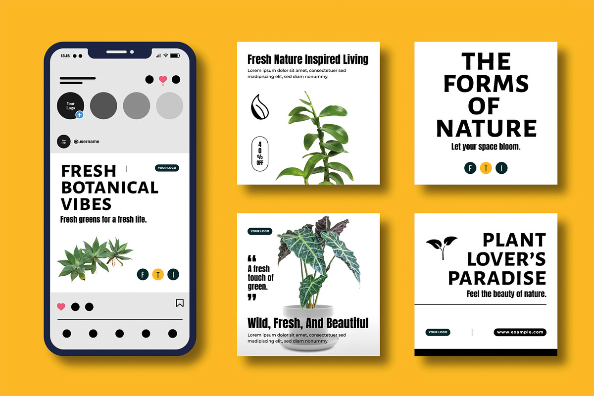 Fresh Botanical Social Media Post, a Social Media Template by MightyDesign (Photo 2 of 8)