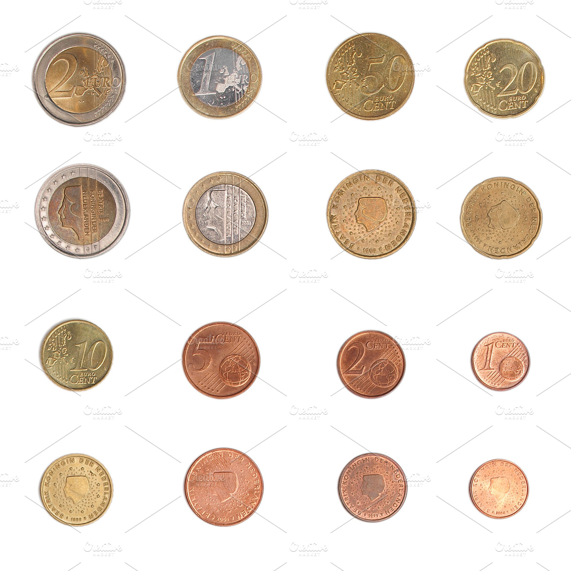 Euro coins isolated stock photo containing euro and coin