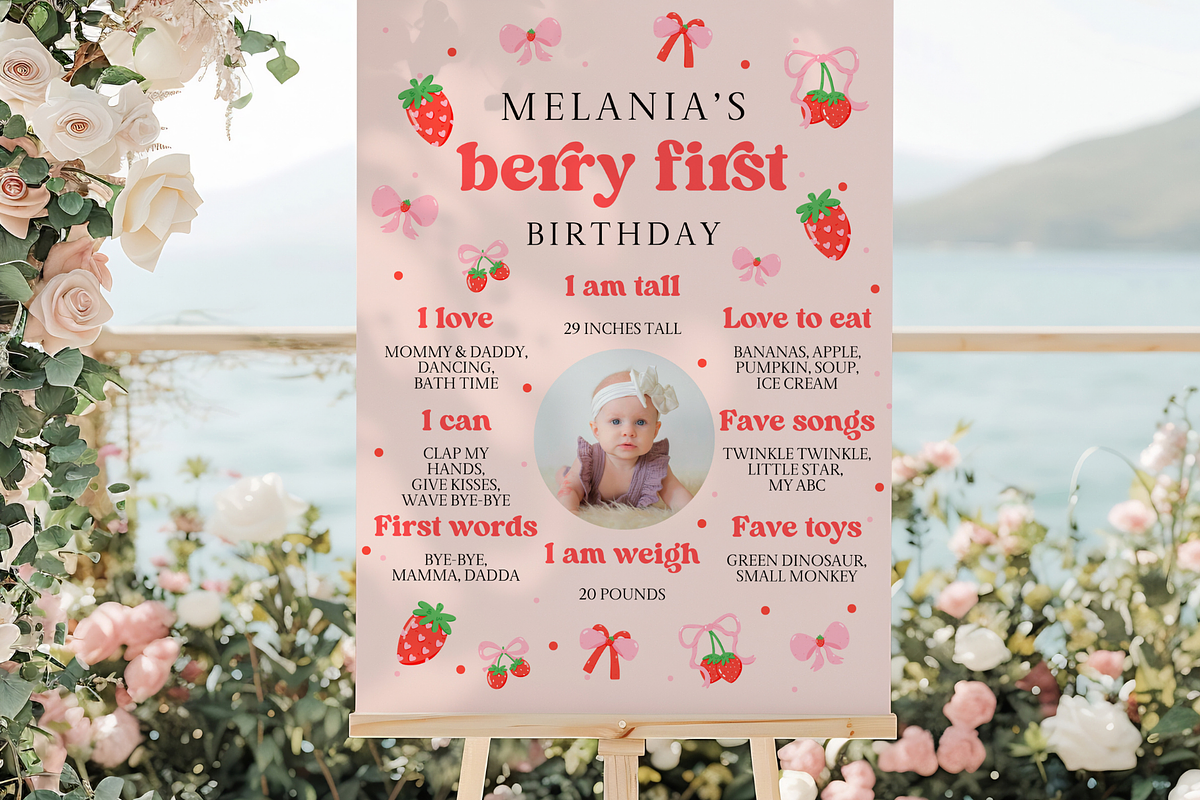 Strawberry 1st Birthday Mega Set, an Invitation Template by Digital_Mind (Photo 8 of 8)
