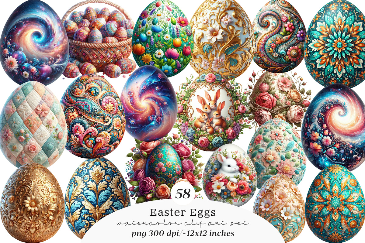Easter eggs clipart bundle, an Illustration by SinaCreation (Photo 1 of 11)